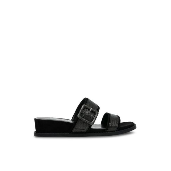 ANNE KLEIN Womens Black Brenda Round Toe Wedge Slip On Slide Sandals 10.5 M - Picture 3 of 4